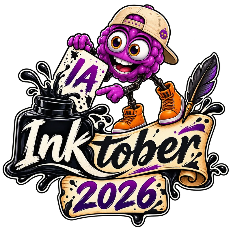 La mascotte GenIArt, sa plume et son encrier Inktober 2026